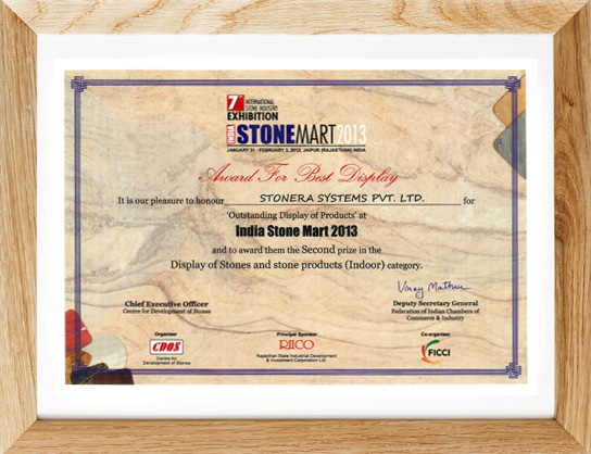 India stone mart second prize 2013 Award